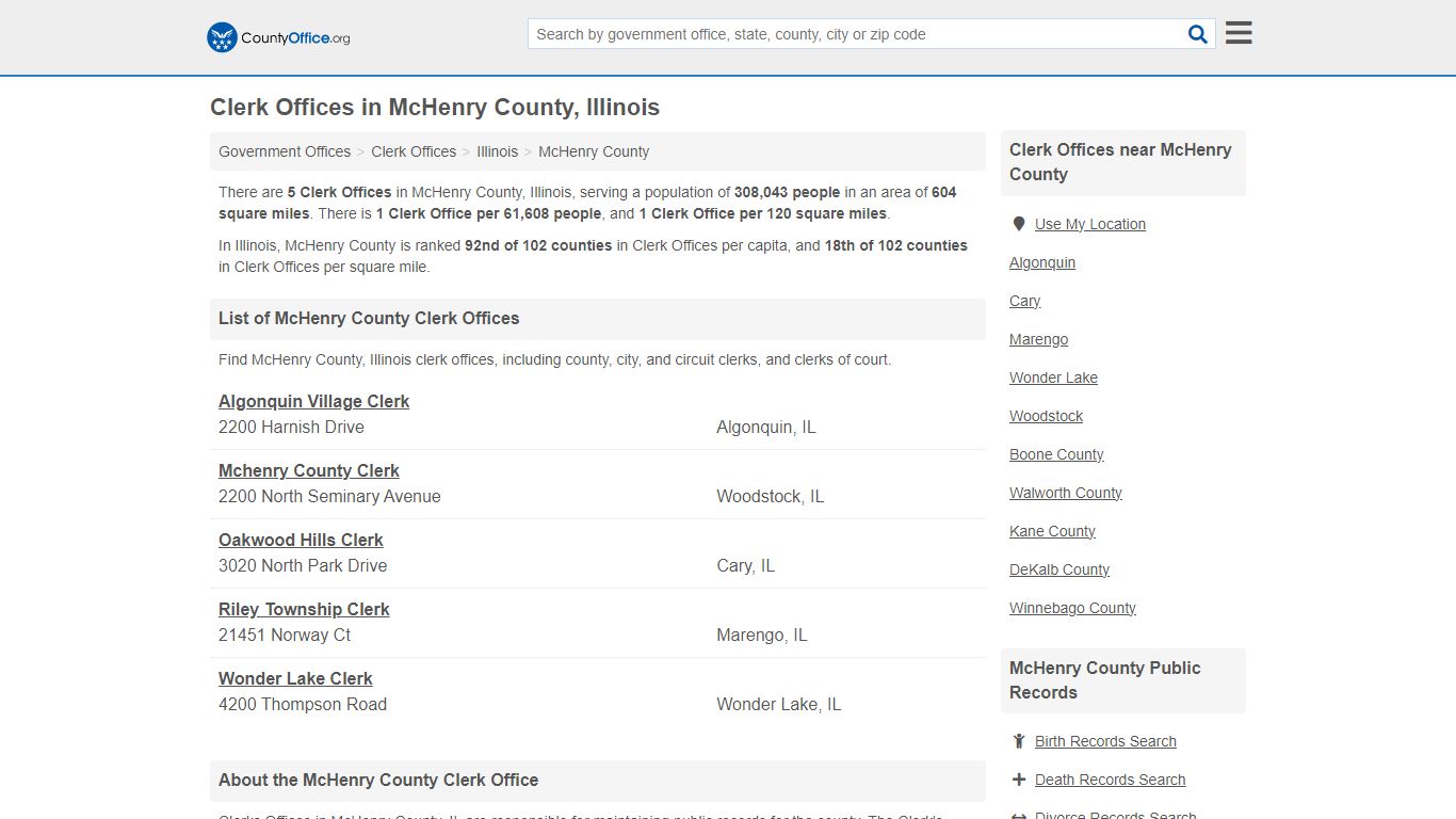 Clerk Offices - McHenry County, IL (County & Court Records)